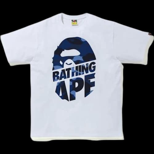 BAPE Color Camo Peek Ape Head T-Shirt White/Navy