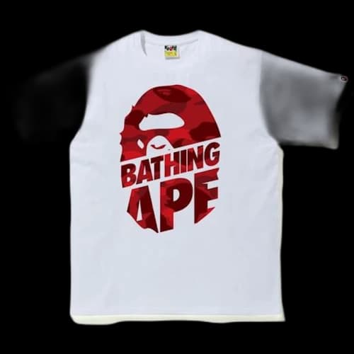 BAPE Color Camo Peek Ape Head T-Shirt White/Red