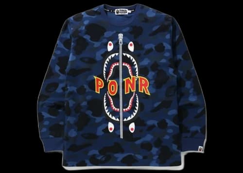 BAPE Color Camo PONR Shark L/S Tee Blue