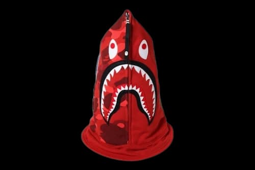 BAPE Color Camo Shark Face Mask Red