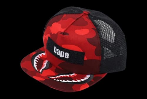 BAPE Color Camo Shark Mesh Cap Red