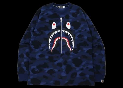 BAPE Color Camo Shark Relaxed Fit L/S Tee Navy