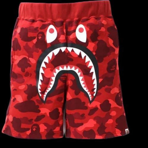 BAPE Color Camo Shark Sweat Shorts Red