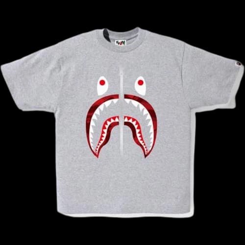 BAPE Color Camo Shark Tee Tee Gray/Red