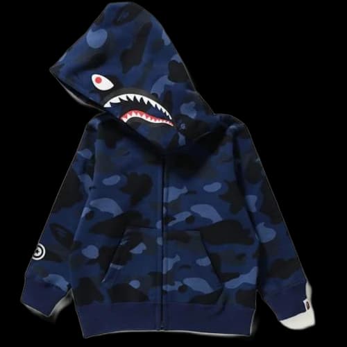 BAPE Color Camo Shark Zip Hoodie (Kids) Navy