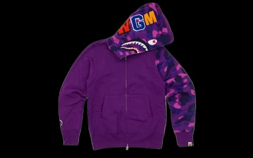 BAPE Color Camo Sleeve WGM Wappen Shark Purple