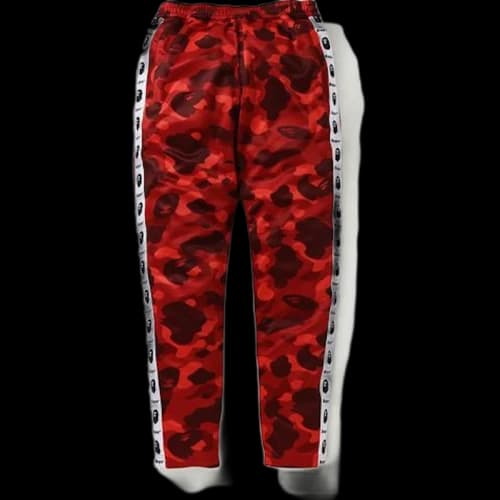 BAPE Color Camo Tape Jersey Pants Red