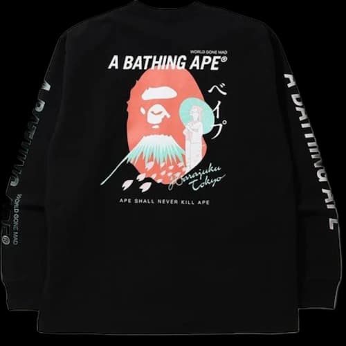 BAPE Japan Culture Souvenir Relaxed L/S Tee Black