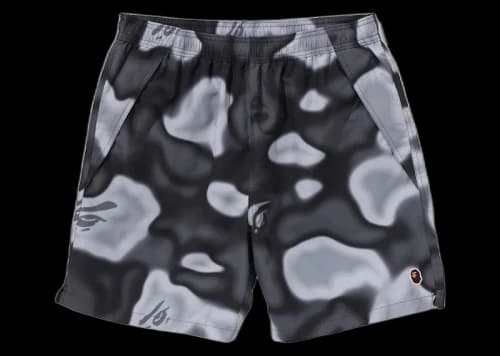 BAPE Liquid Camo One Point Beach Shorts Black