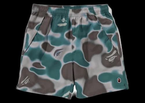 BAPE Liquid Camo One Point Beach Shorts Olivedrab