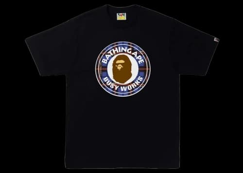 BAPE Logo Check Busy Works Tee Black/Blue