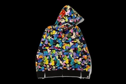 BAPE Multi Camo Shark Full Zip "PONR" Hoodie Black