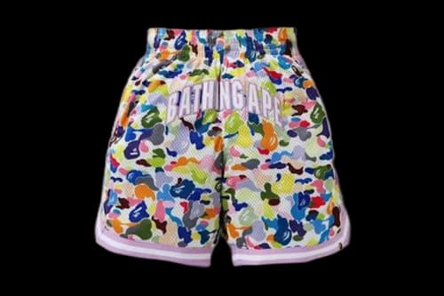 BAPE Multi Camo Wide Basketball Shorts White