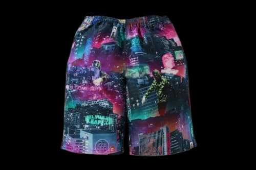 BAPE Neon Tokyo Track Shorts Black