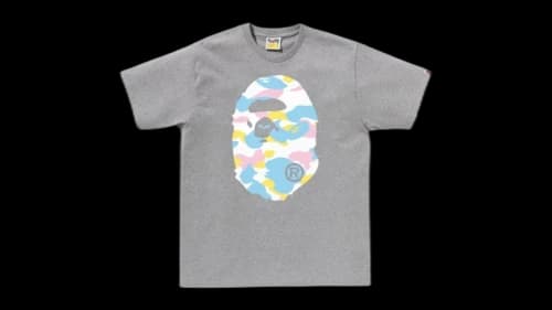 BAPE New Multi Camo Big Ape Head Tee Grey