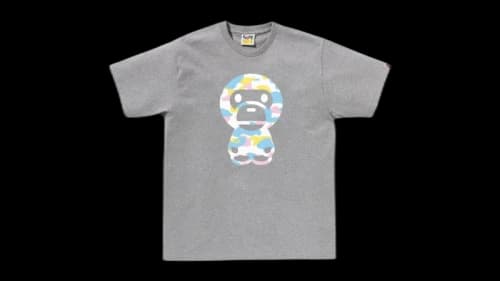 BAPE New Multi Camo Big Baby Milo Tee Grey