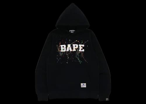 BAPE Paint Splatter Pullover Hoodie Black