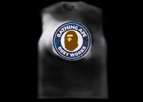 BAPE Sand Camo Busy Works Tee White/Navy