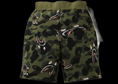 BAPE Shark 1st Camo Wide Sweatshort Green