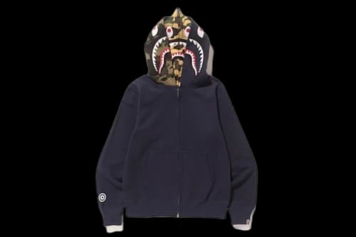 BAPE Shark Full Zip Double Hoodie Navy
