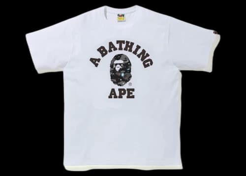 BAPE Space Camo Print College Tee White