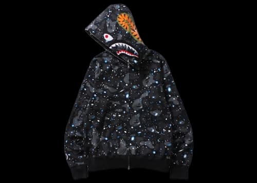 BAPE Space Camo Shark WGM Full-Zip Hoodie Black