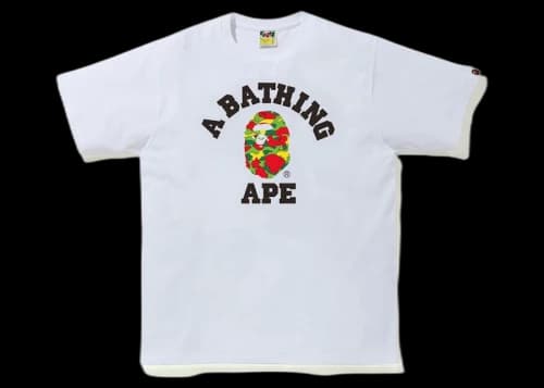 BAPE Sta Camo College Tee White/Multi
