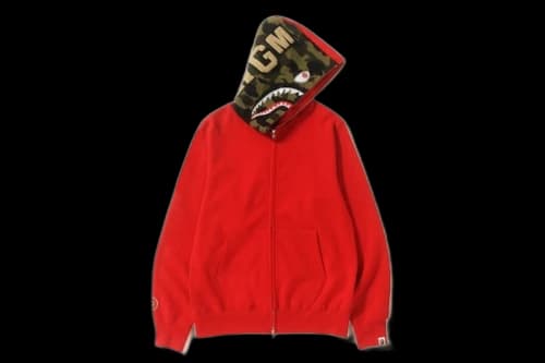 BAPE Swarovski Shark Full Zip Hoodie Red