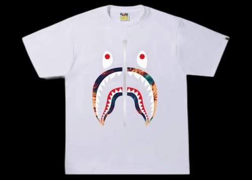 BAPE Tie Dye Shark Tee White/Navy