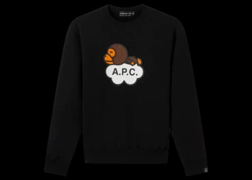 BAPE x A.P.C. Kids Milo Wide Crewneck Black