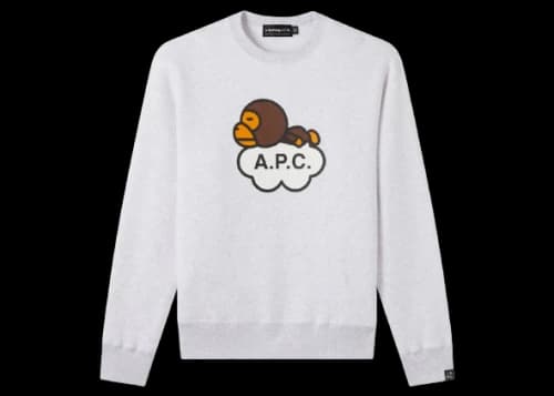 BAPE x A.P.C. Kids Milo Wide Crewneck Grey