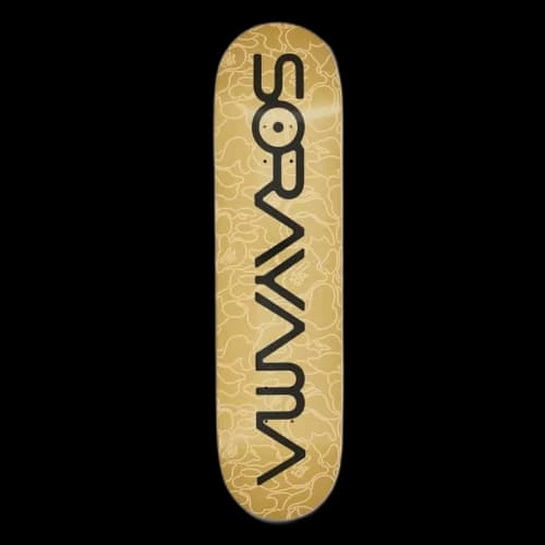 BAPE x Hajime Sorayama Camo Skateboard Deck Gold