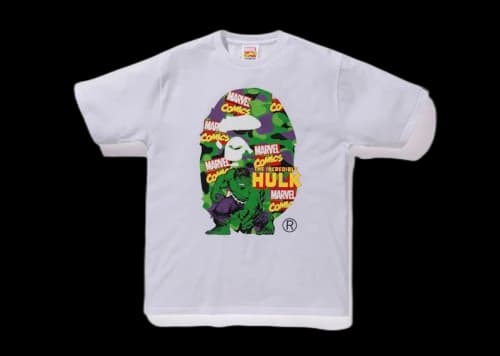 BAPE x Marvel Comics Camo The Hulk Tee White