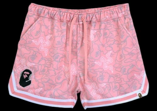 BAPE x Razer Neon Camo Basketball Sweat Shorts Pink