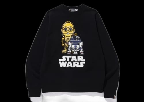 BAPE x Star Wars R2-D2 & C-3PO Crewneck Black