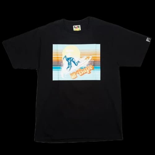 BAPE x Undefeated Surfing Ape Tee Black