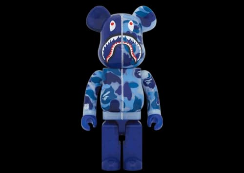Bearbrick x BAPE ABC Camo Shark 1000% Clear Blue