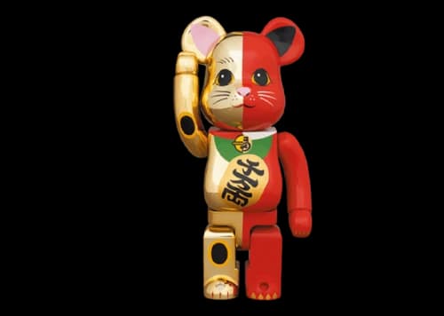 Bearbrick Maneki Neko 100% & 400% Set Gold/Red