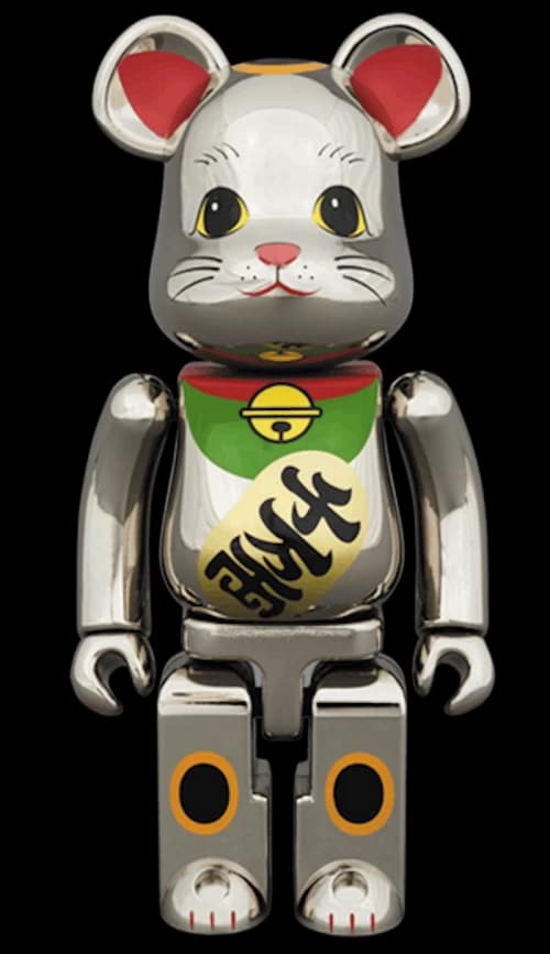 Bearbrick Maneki Neko 2 Silver Plated