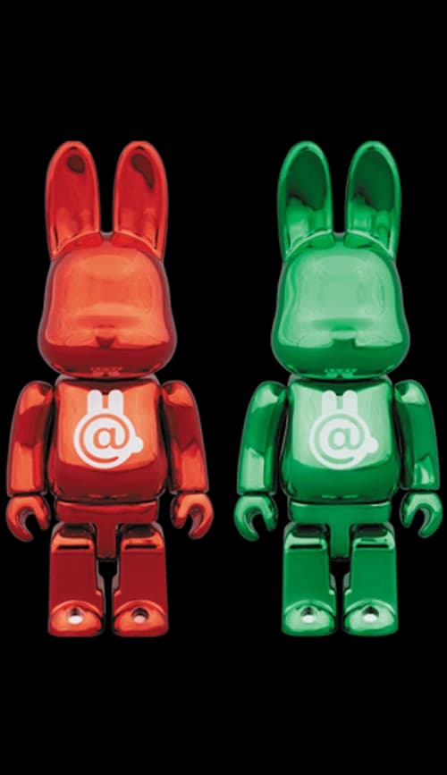 Bearbrick Rabbrick CHROME 100% Set RED/GREEN