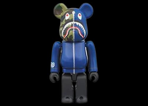 Bearbrick x Bape 1st Camo Shark 100% Navy