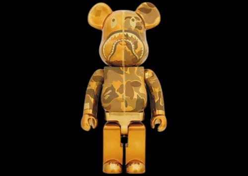 Bearbrick x BAPE Camo Shark 1000% Gold