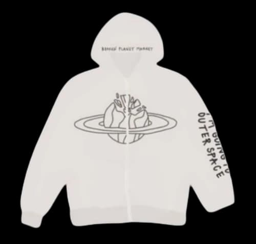 Broken Planet Outer Space Zip Up Hoodie White