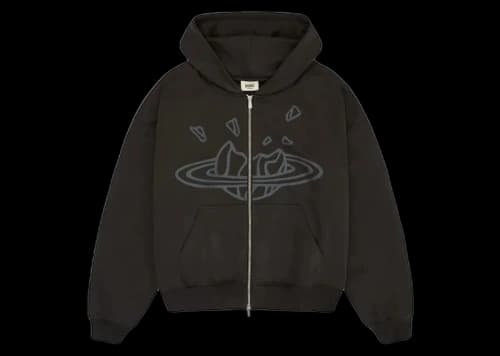 Broken Planet Zip Up Hoodie Soot Black