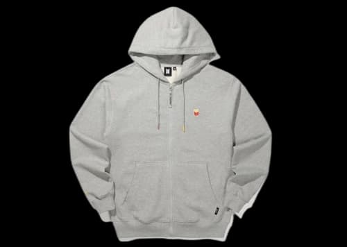 BTS x Mcdonald's Logo Zip Up Hoodie Grey