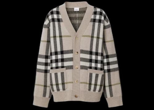 Burberry Check-Pattern Cardigan Light Brown