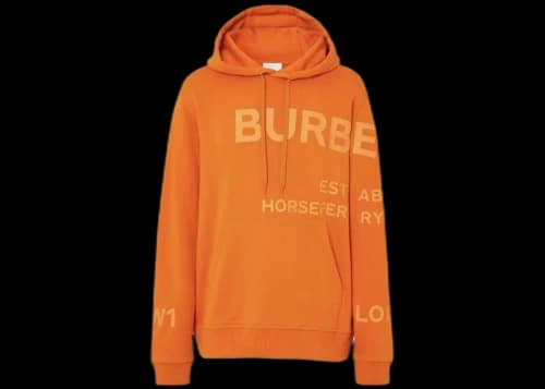 Burberry Horseferry-Print Cotton Hoodie Orange