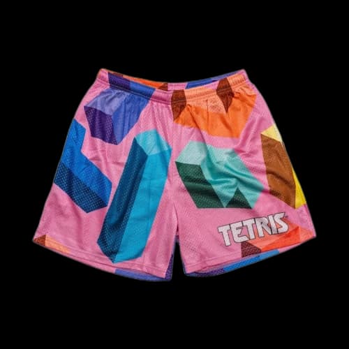 Chalk Line Tetris Pink Retro Fanimation Shorts Pink