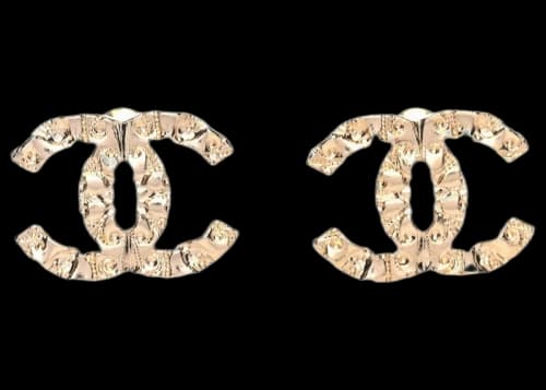 Chanel Metal Textured CC Earrings Gold