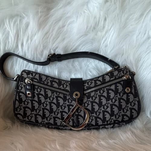 Christian Dior Trotter Monogram Shoulder Bag navy